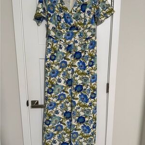 Lane Bryant Blue Floral Jumpsuit